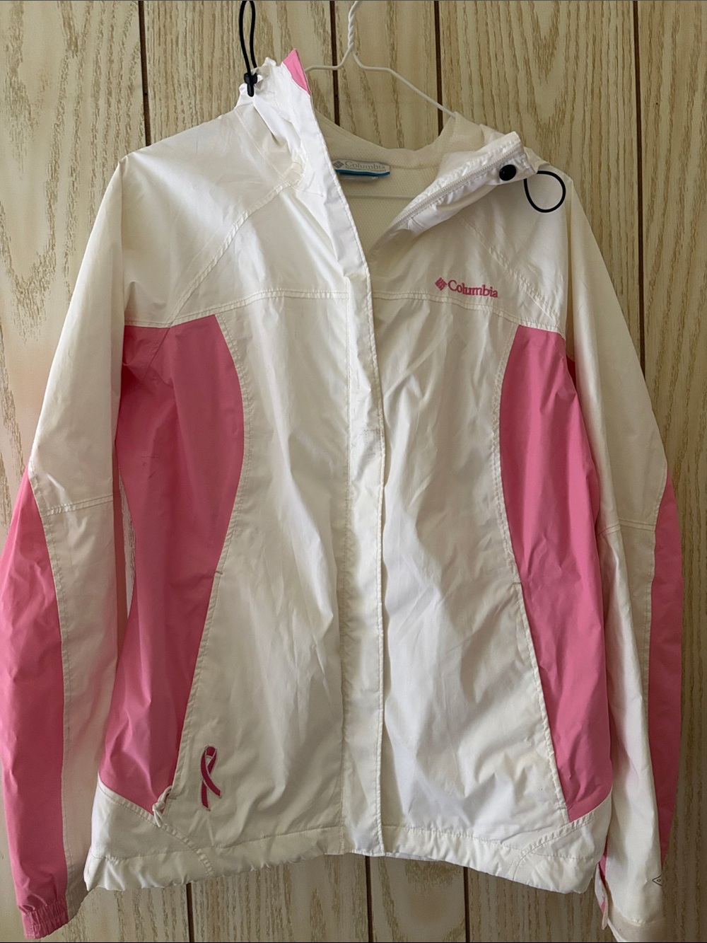 Columbia White and Pink Women's Ski Shell Jacket